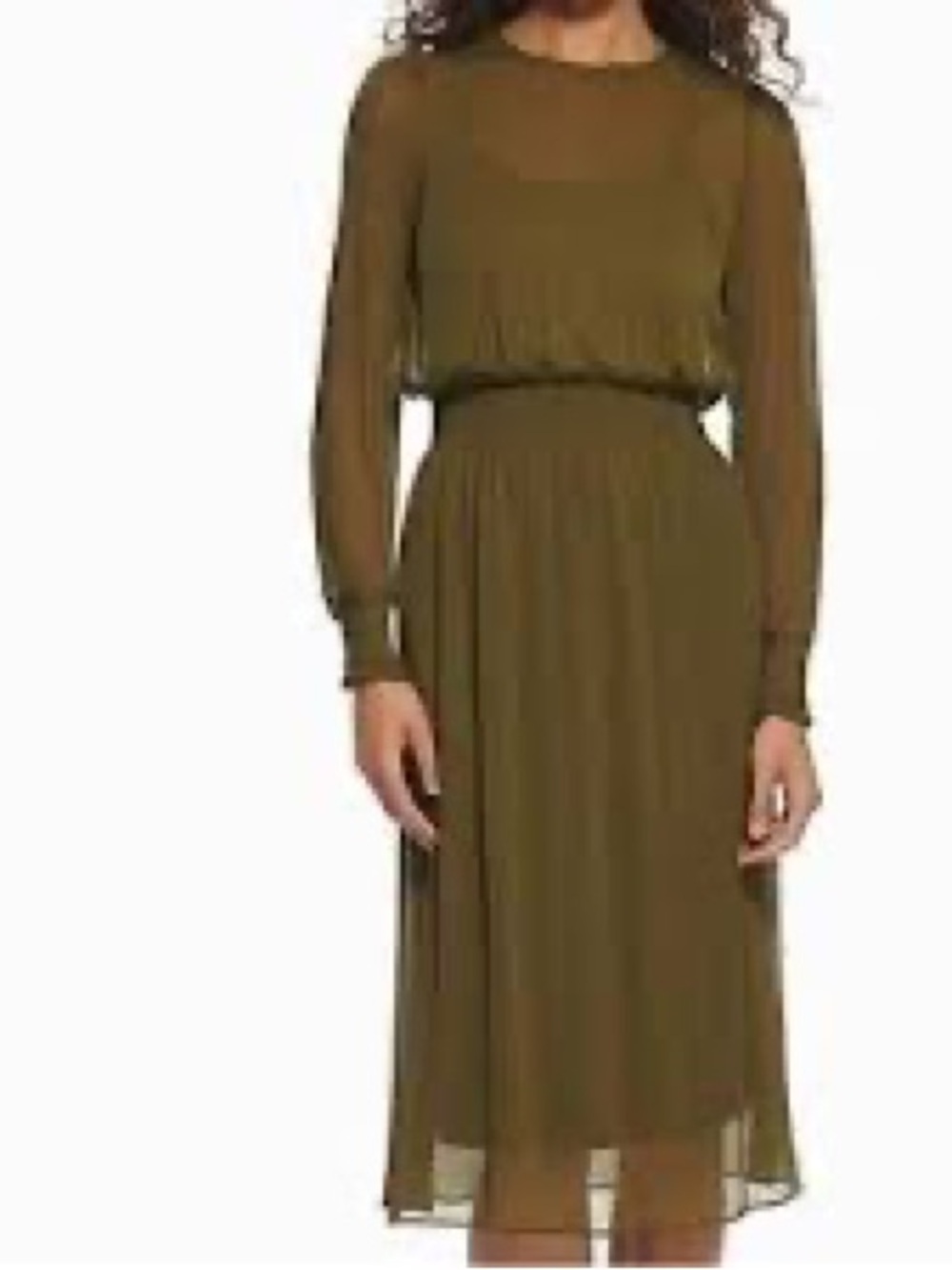 Tommy Hilfiger Sheer Olive Midi Dress